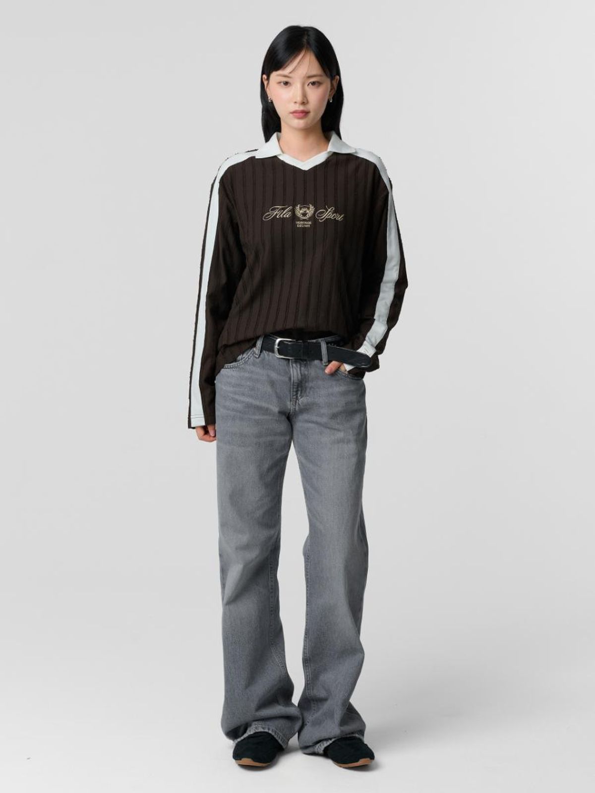 휠라(FILA) 오픈카라 그래픽 긴팔티(FS263RL01X002234)