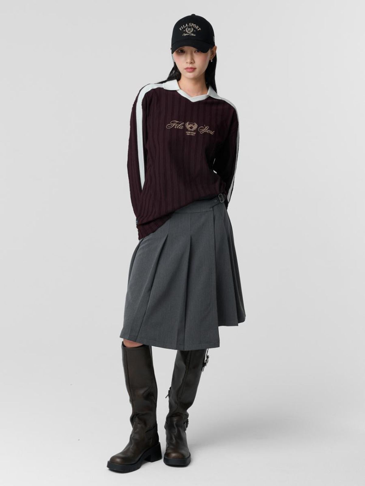 휠라(FILA) 오픈카라 그래픽 긴팔티(FS263RL01X002639)