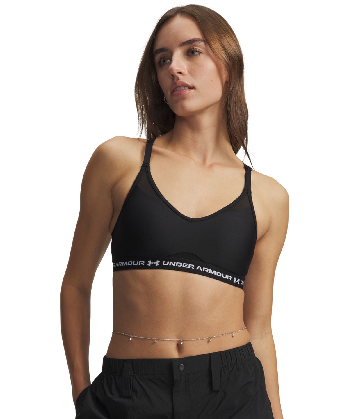 언더아머(UNDERARMOUR) 여성 크로스백 로우 스포츠 브라 1386424-008