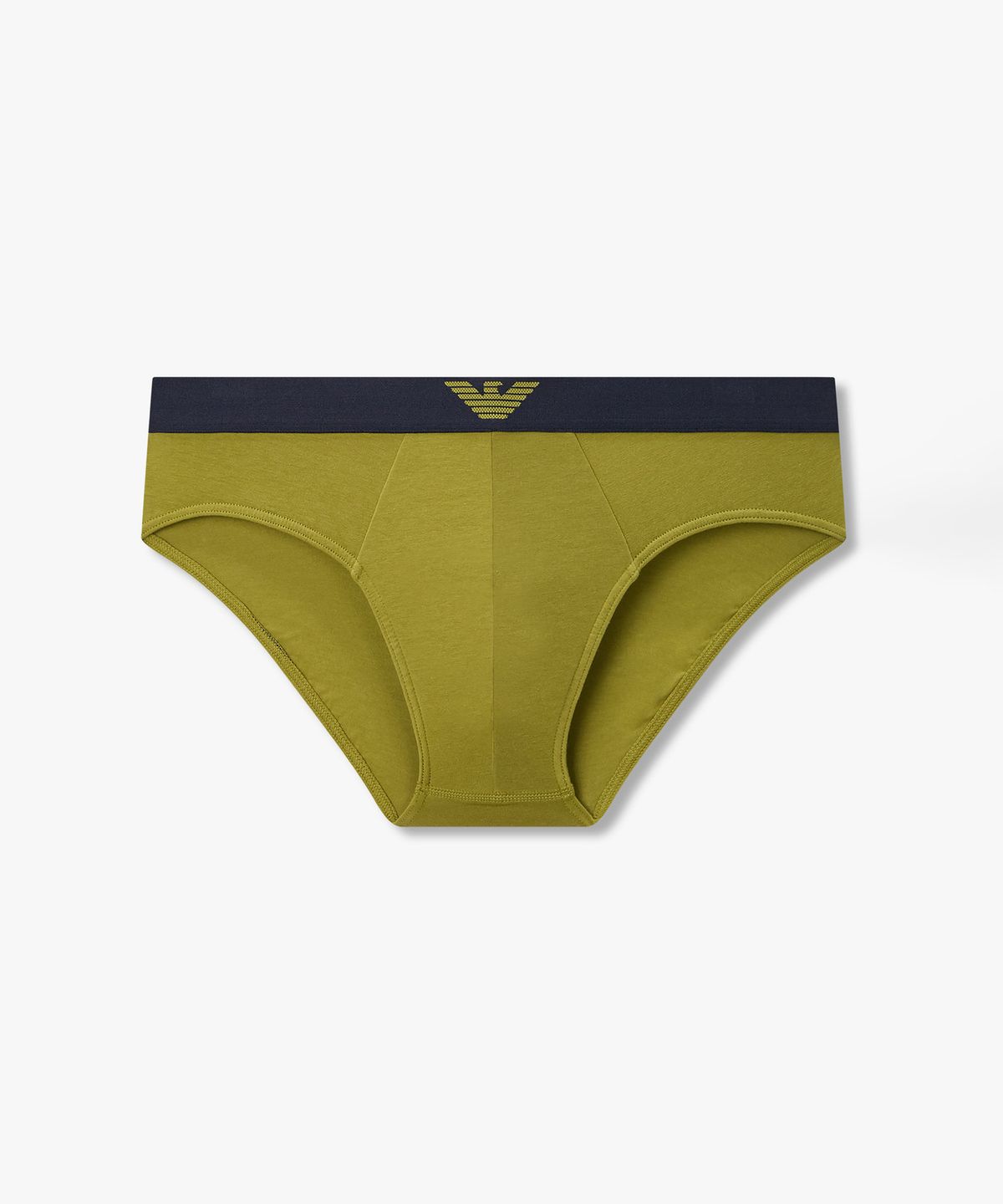 엠포리오 아르마니 언더웨어(EMPORIO ARMANI UNDERWEAR) 남성 센터 이글 로고 디테일 브리프_다크 옐로우 그린 0816311001