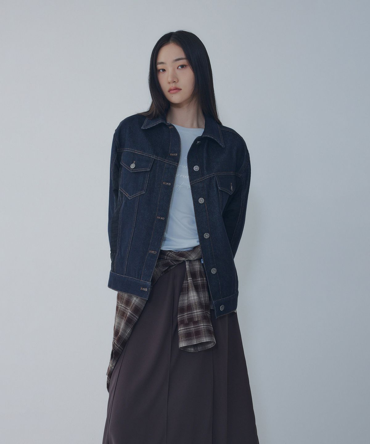 보브(VOICE OF VOICES) 우븐 믹스 워시드 데님 자켓_블루 7156310004