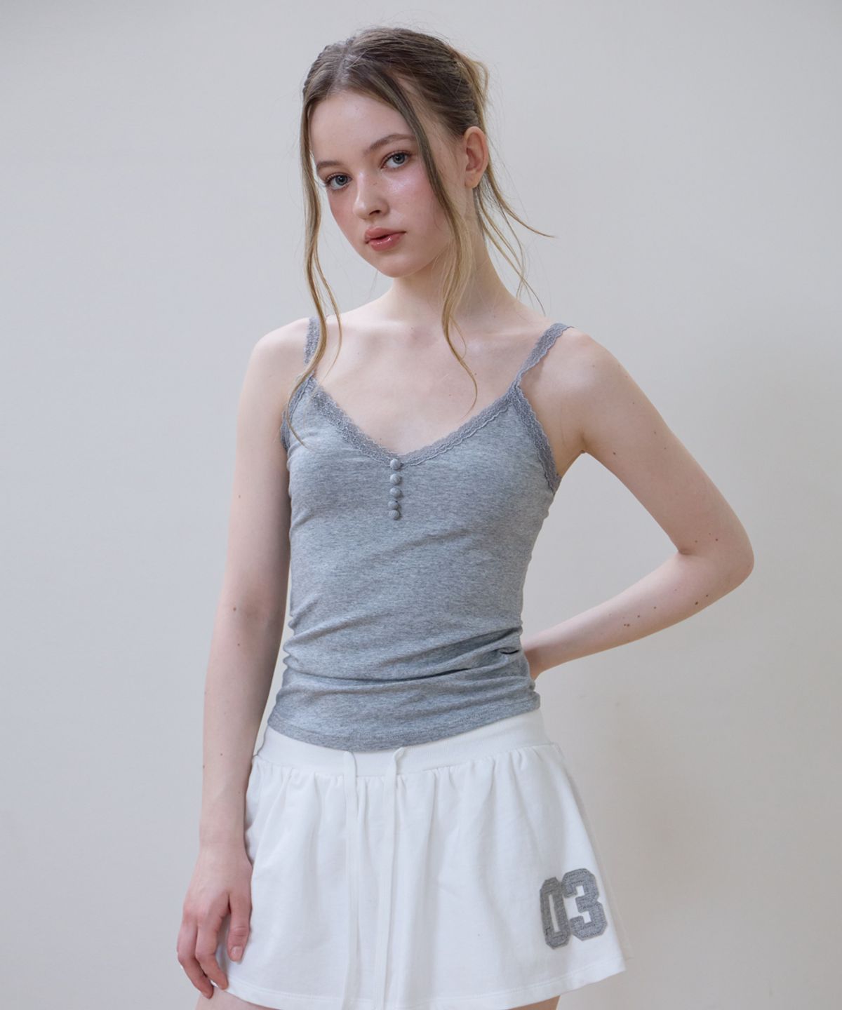로제프란츠(ROSEFRANTZ) Button Lace Sleeveless [Gray]