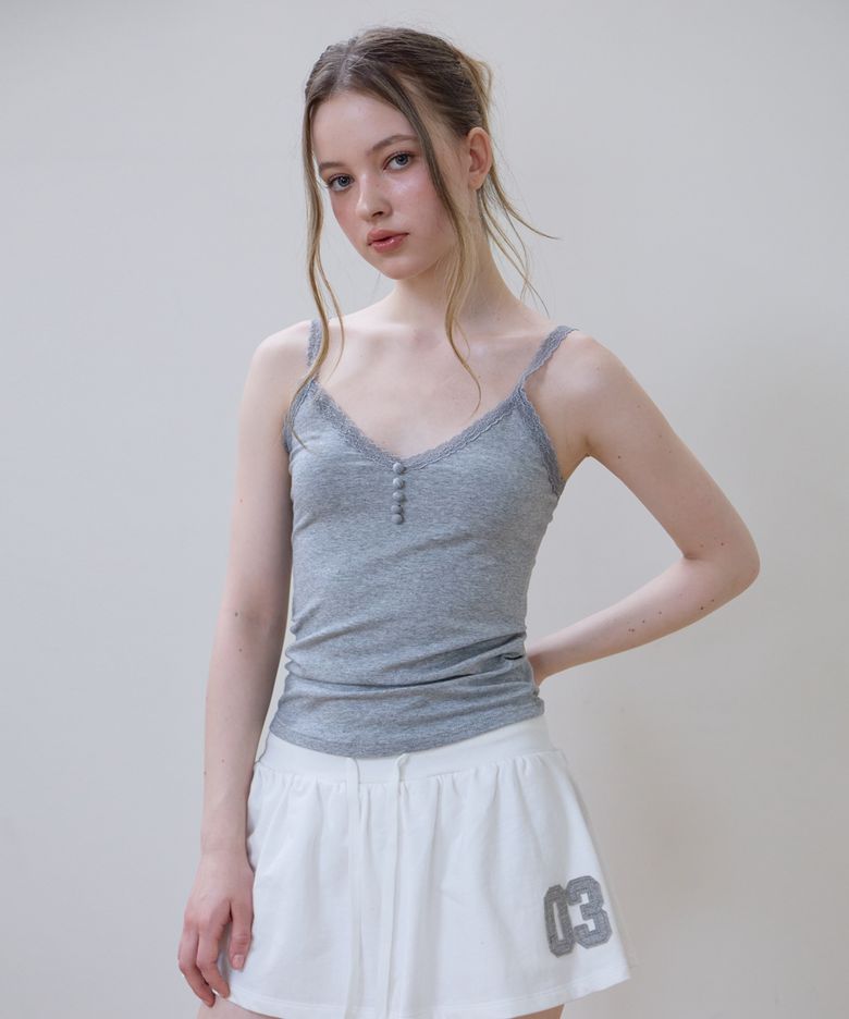Button Lace Sleeveless [Gray]