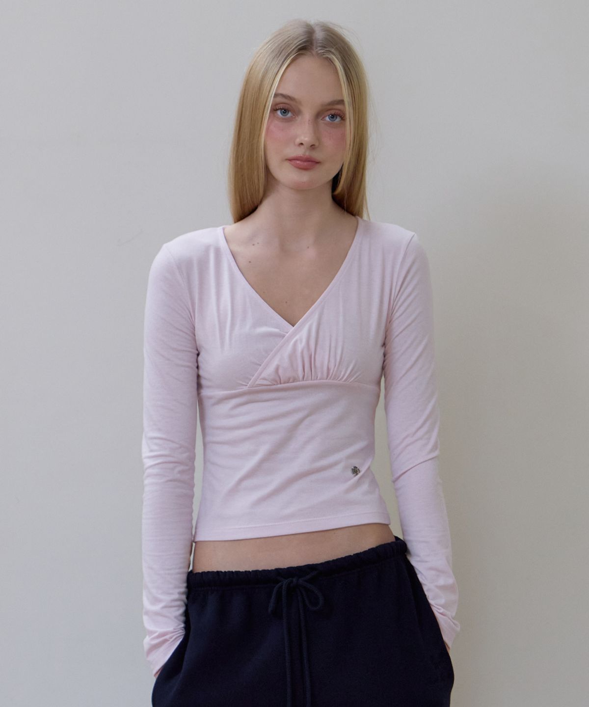 로제프란츠(ROSEFRANTZ) Wrap V-neck Long Sleeve [Pink]