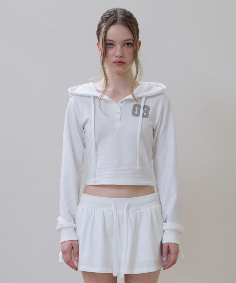 Patchwork Slim Hood Long Sleeve [Ivory]