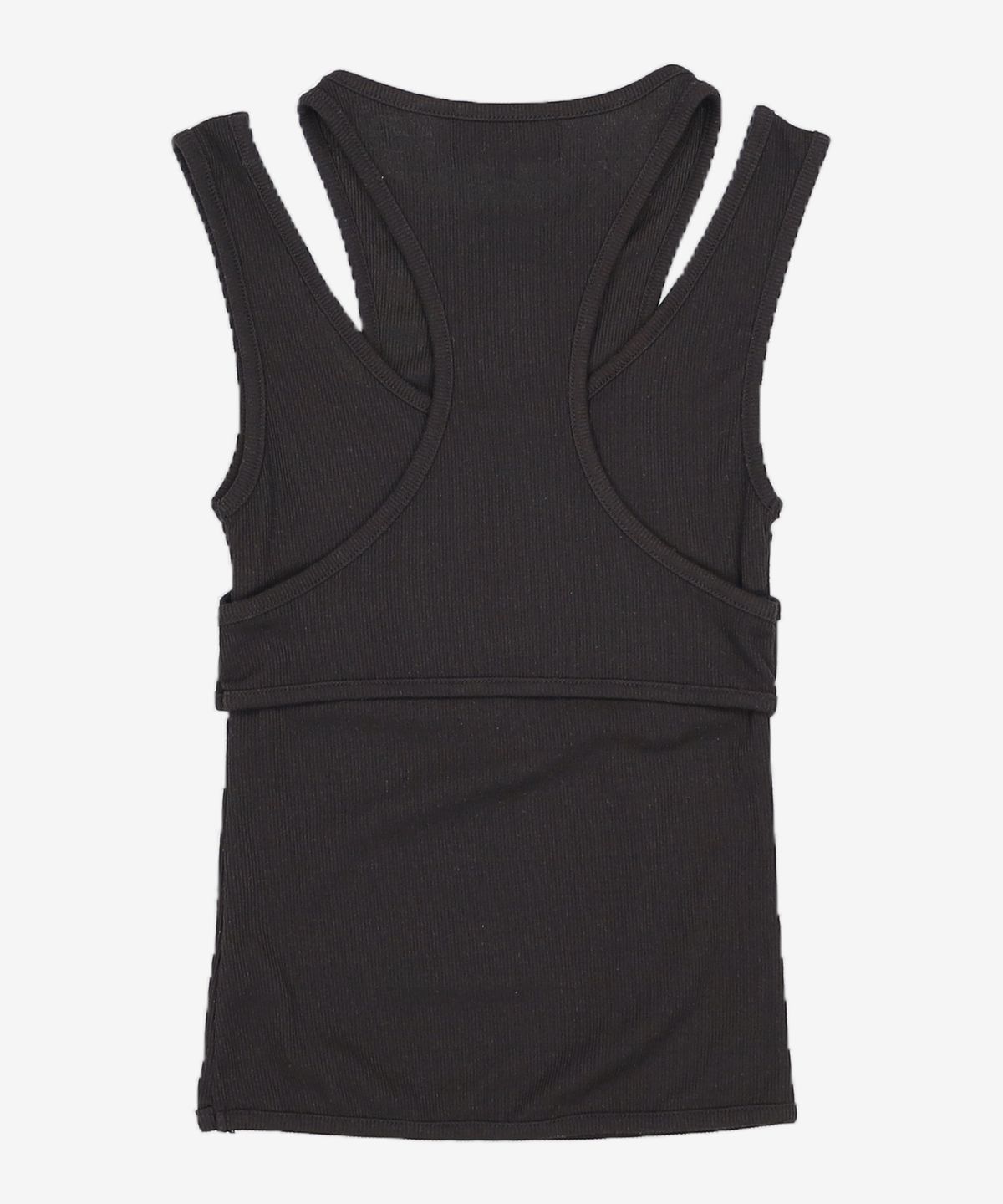 우알롱(WOOALONG) Signature rib layered sleeveless - BLACK M