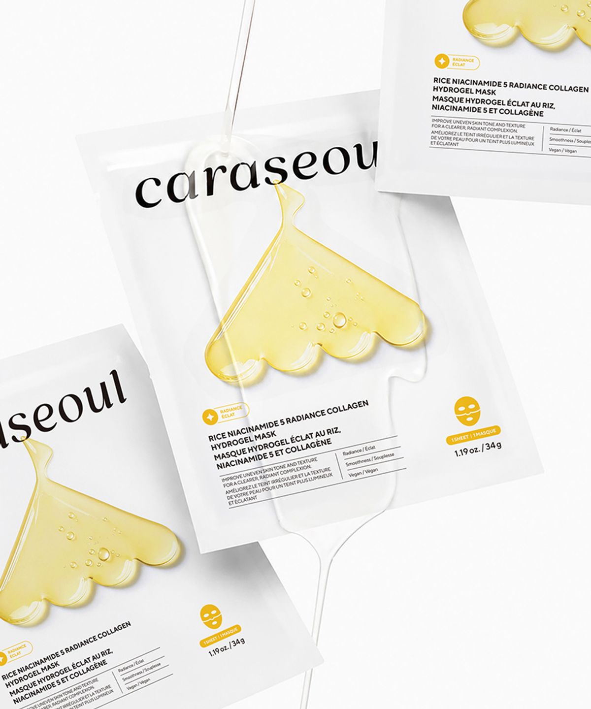 카라서울(CARASEOUL) 비건 라이스 쌀 나이아신아마이드 5 래디언스 콜라겐 미백 하이드로겔 마스크 팩