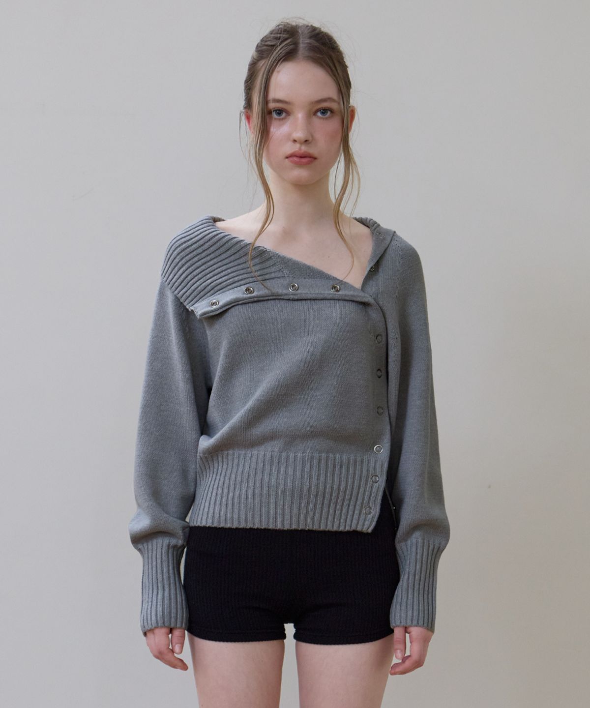 로제프란츠(ROSEFRANTZ) Fold Off Shoulder Knit [Gray]
