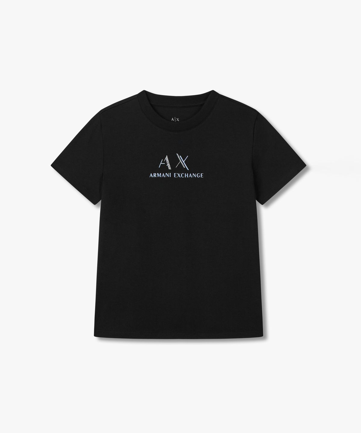 아르마니 익스체인지(ARMANI EXCHANGE) 여성 숏 슬리브 크루넥 티셔츠 _블랙_A425330503