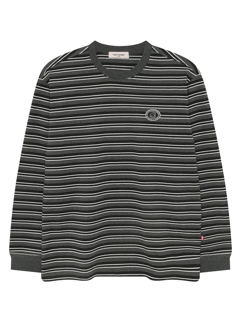 [비메이트] 멀티 스트라이프 긴팔 티셔츠 - U_MELANGE DARK GREY