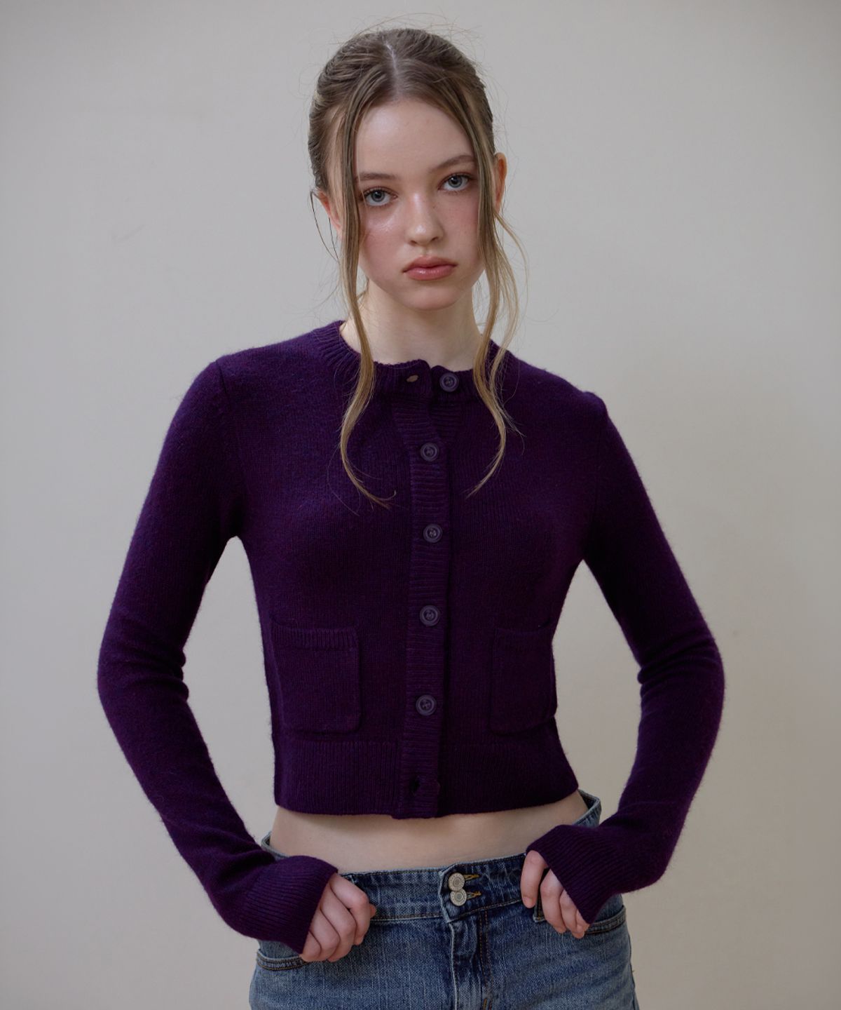 로제프란츠(ROSEFRANTZ) Double Pocket Cardigan [Purple]