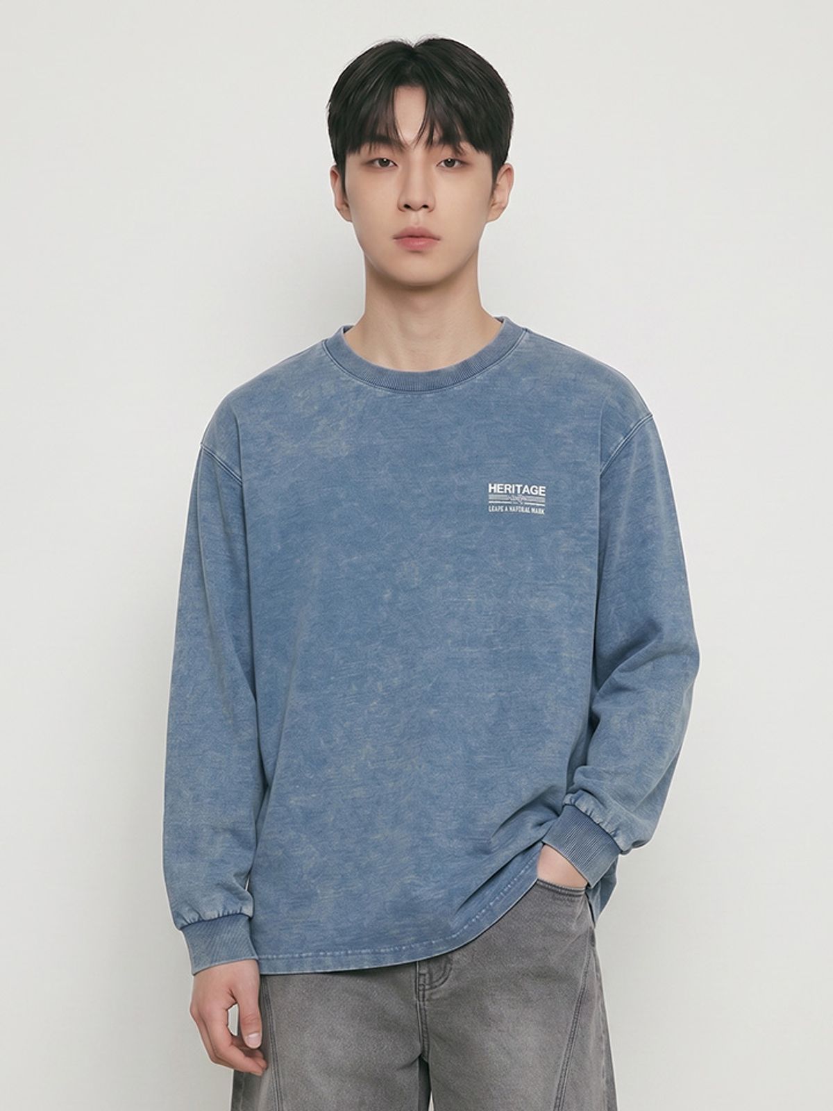 행텐(HANGTEN) 남성 인디고 롱슬리브 티셔츠_297(10580-031-606-69)