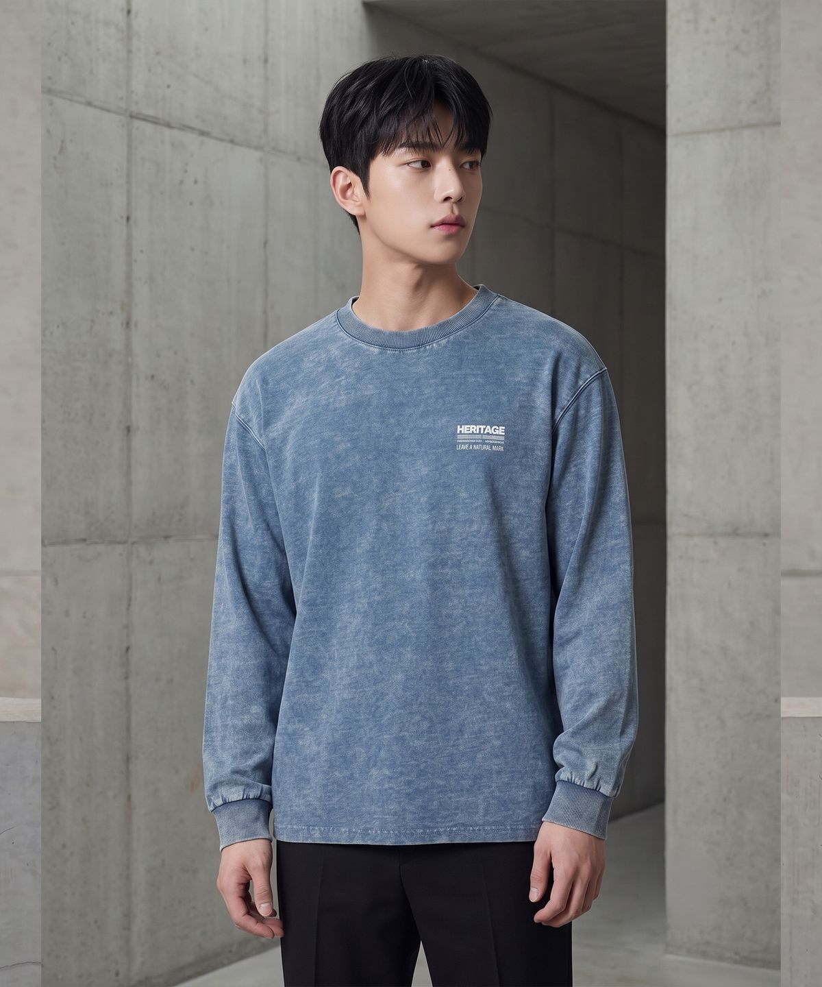 행텐(HANGTEN) 남성 인디고 롱슬리브 티셔츠_297(10580-031-606-69)