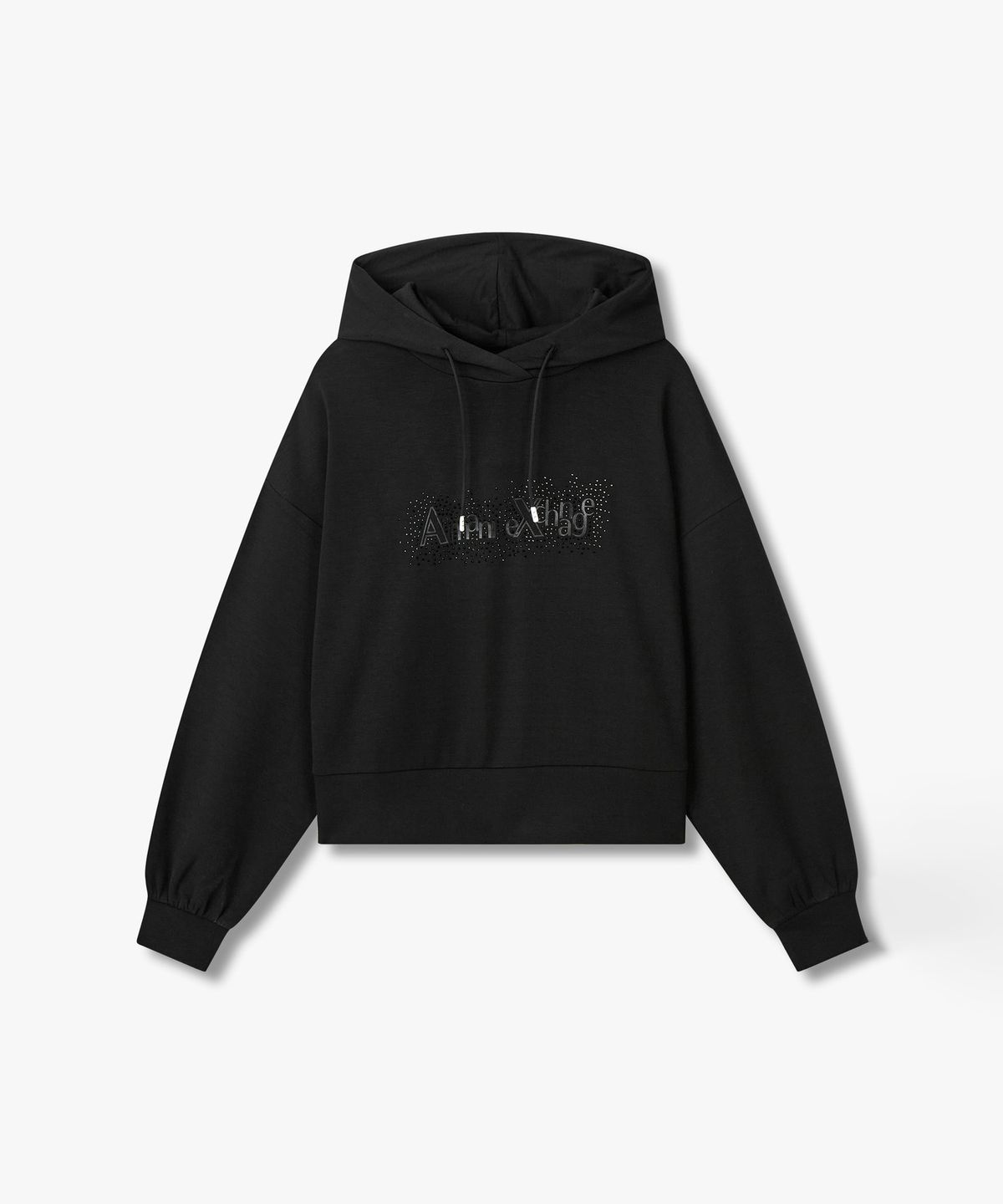 아르마니 익스체인지(ARMANI EXCHANGE) 여성 핫픽스 아웃 라인 로고 후디 _블랙_A425131506