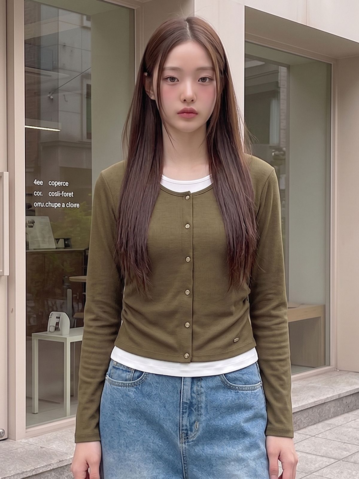 행텐(HANGTEN) 여성 웨일 가디건 레이어드 셔링 롱 티셔츠_195(10580-131-606-69)