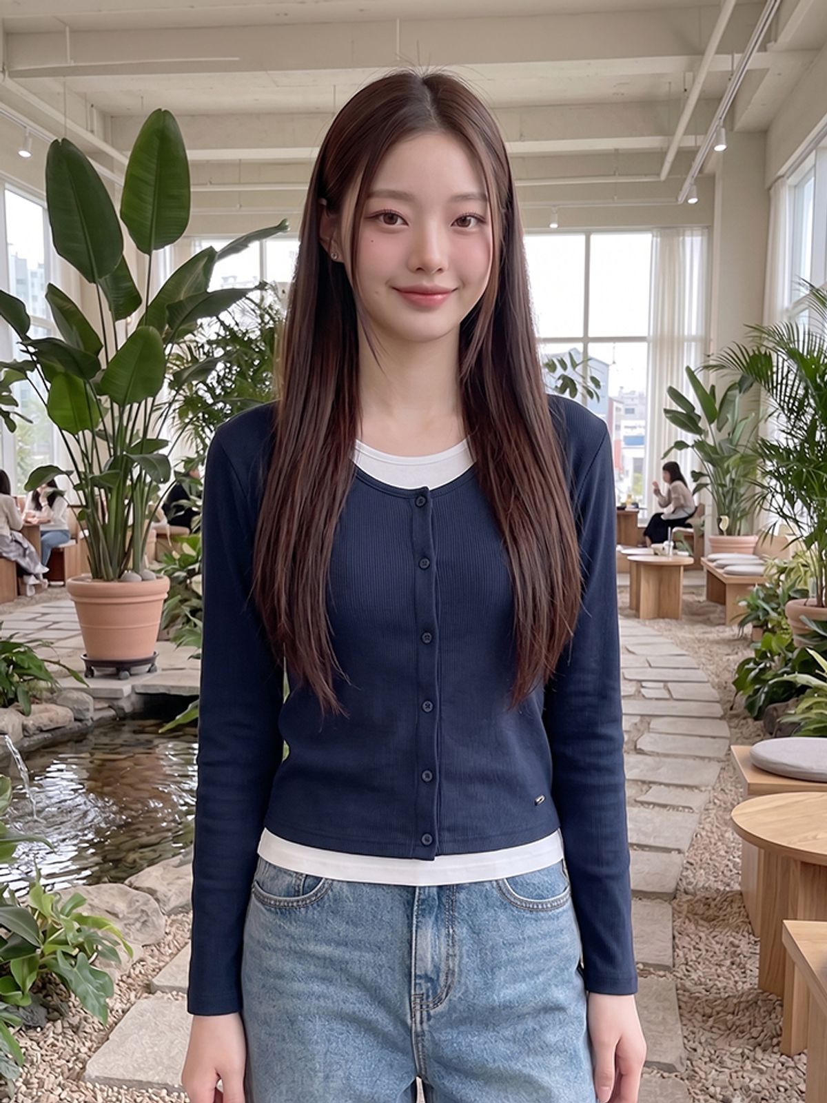 행텐(HANGTEN) 여성 웨일 가디건 레이어드 롱 티셔츠_276(10580-131-622-69)