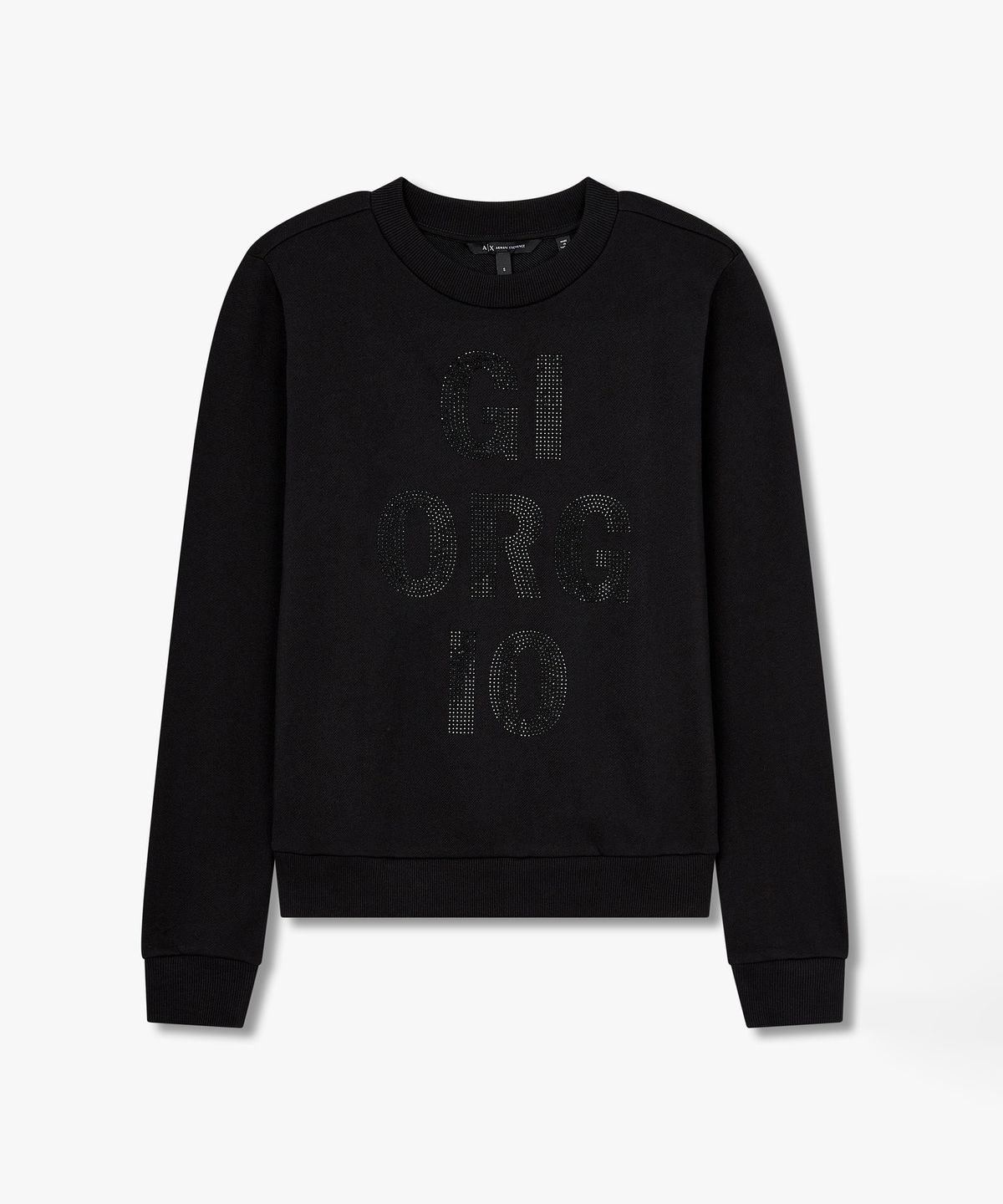 아르마니 익스체인지(ARMANI EXCHANGE) 여성 핫픽스 레터링 스웨트 셔츠 _블랙_A425331511