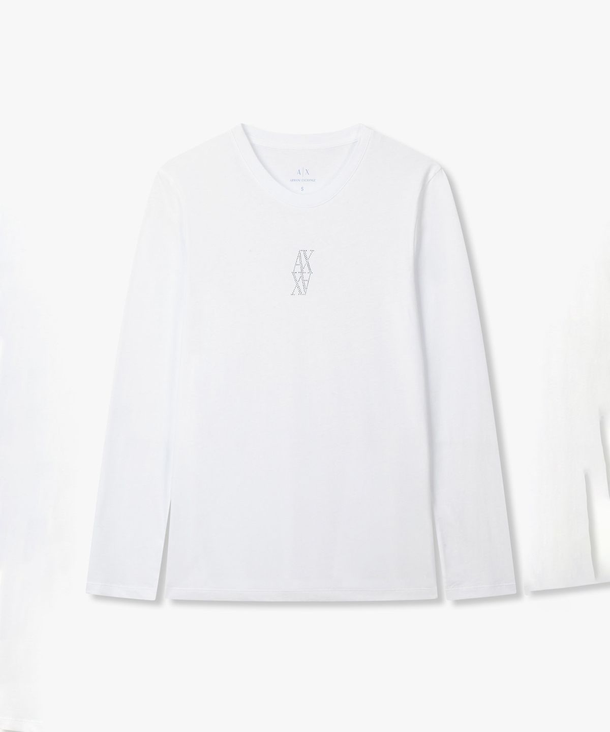 아르마니 익스체인지(ARMANI EXCHANGE) 여성 핫픽스 로고 롱 슬리브 티셔츠 _화이트_A425330504