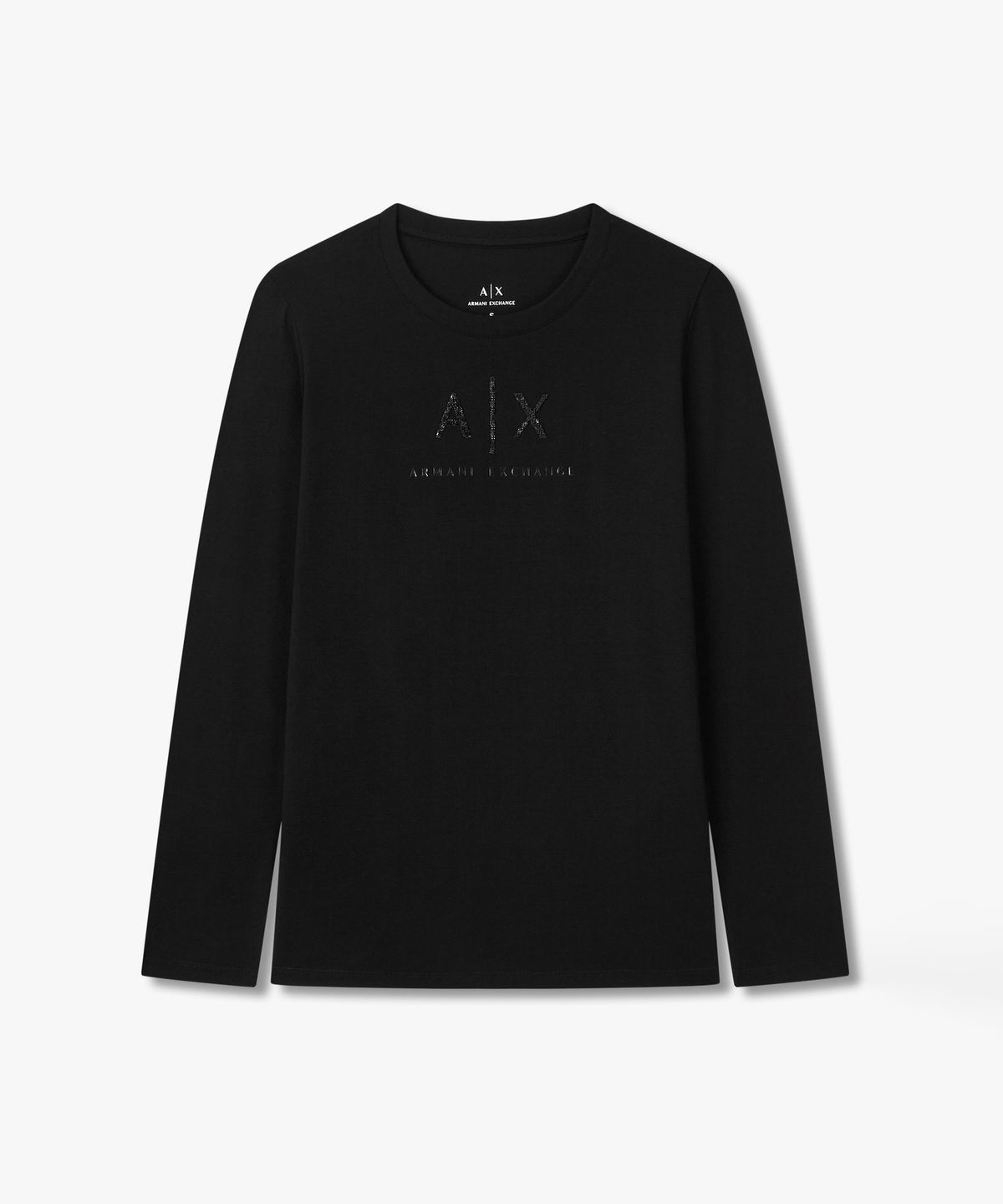 아르마니 익스체인지(ARMANI EXCHANGE) 여성 스트레치 롱 슬리브 티셔츠 _블랙_A425330506