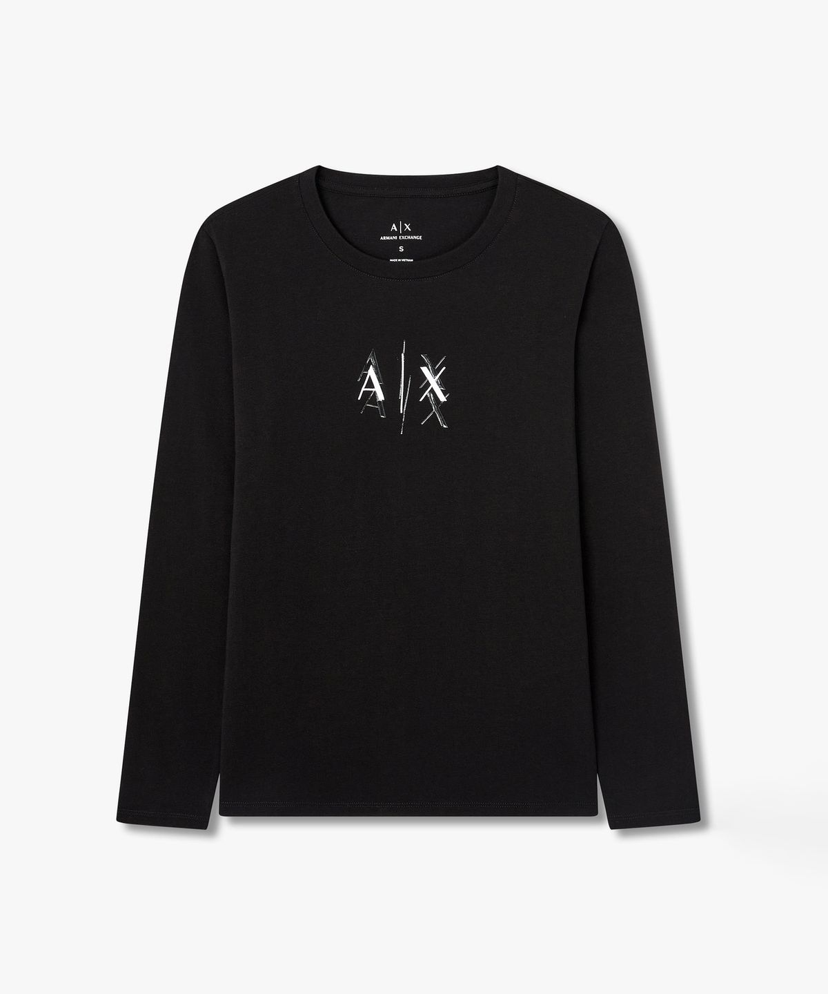 아르마니 익스체인지(ARMANI EXCHANGE) 여성 오버랩 로고 디테일 티셔츠 _블랙_A425330507