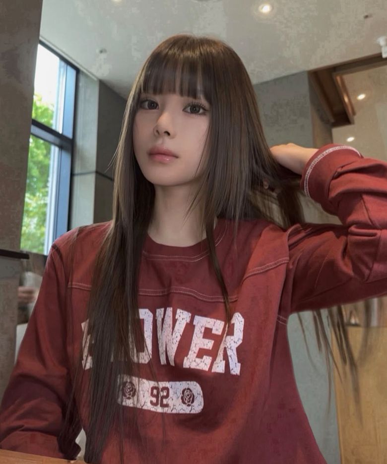 FLOWER STITCH L/S TEE(WINE)