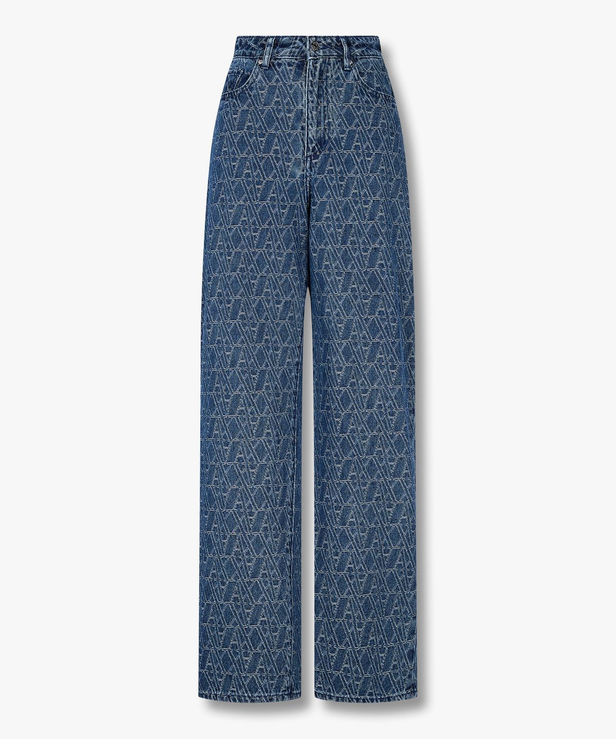 아르마니 익스체인지(ARMANI EXCHANGE) 여성 로고 패턴 릴랙스트 핏 데님 팬츠 _블루_A425140503