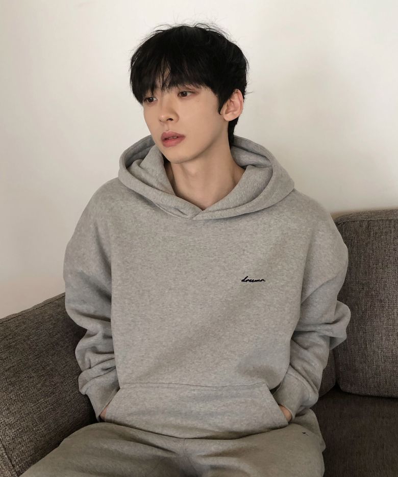 중량담요 오버사이즈 후드티 멜란지 그레이