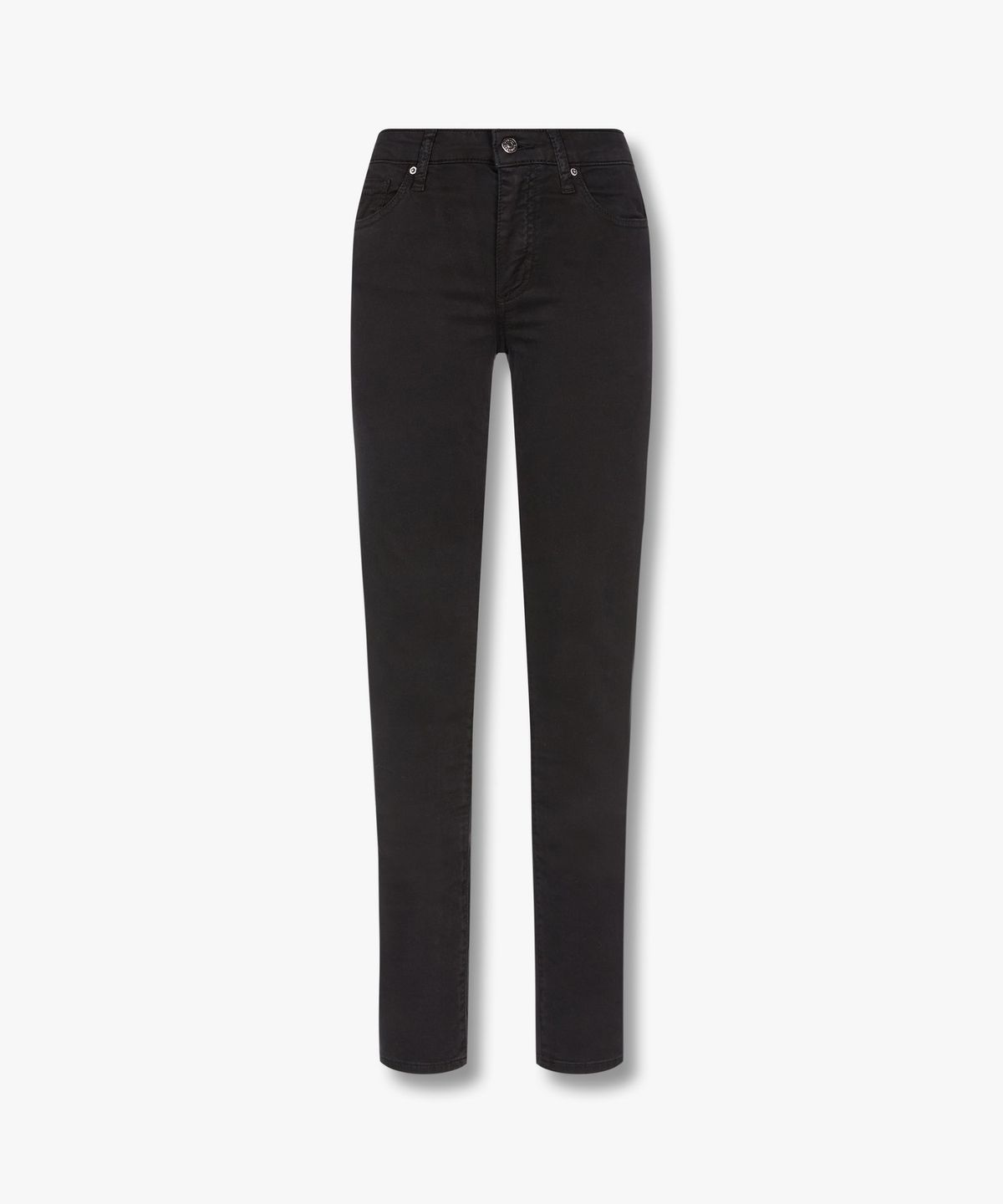 아르마니 익스체인지(ARMANI EXCHANGE) 여성 로고 레더 패치 데님 진 _블랙_A424340500