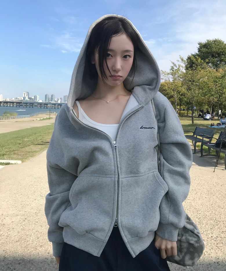 중량담요 오버사이즈 후드집업 멜란지 그레이