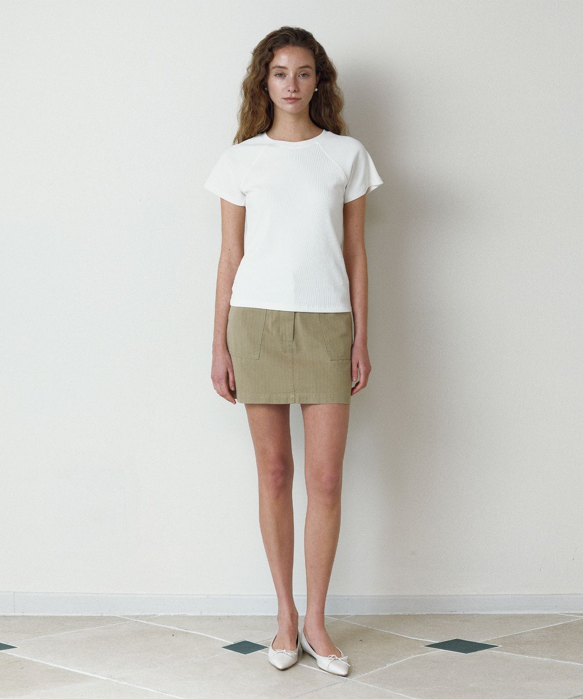 르네제이(RENEJ) Buttoner Mini Skirt-Beige (3colors)