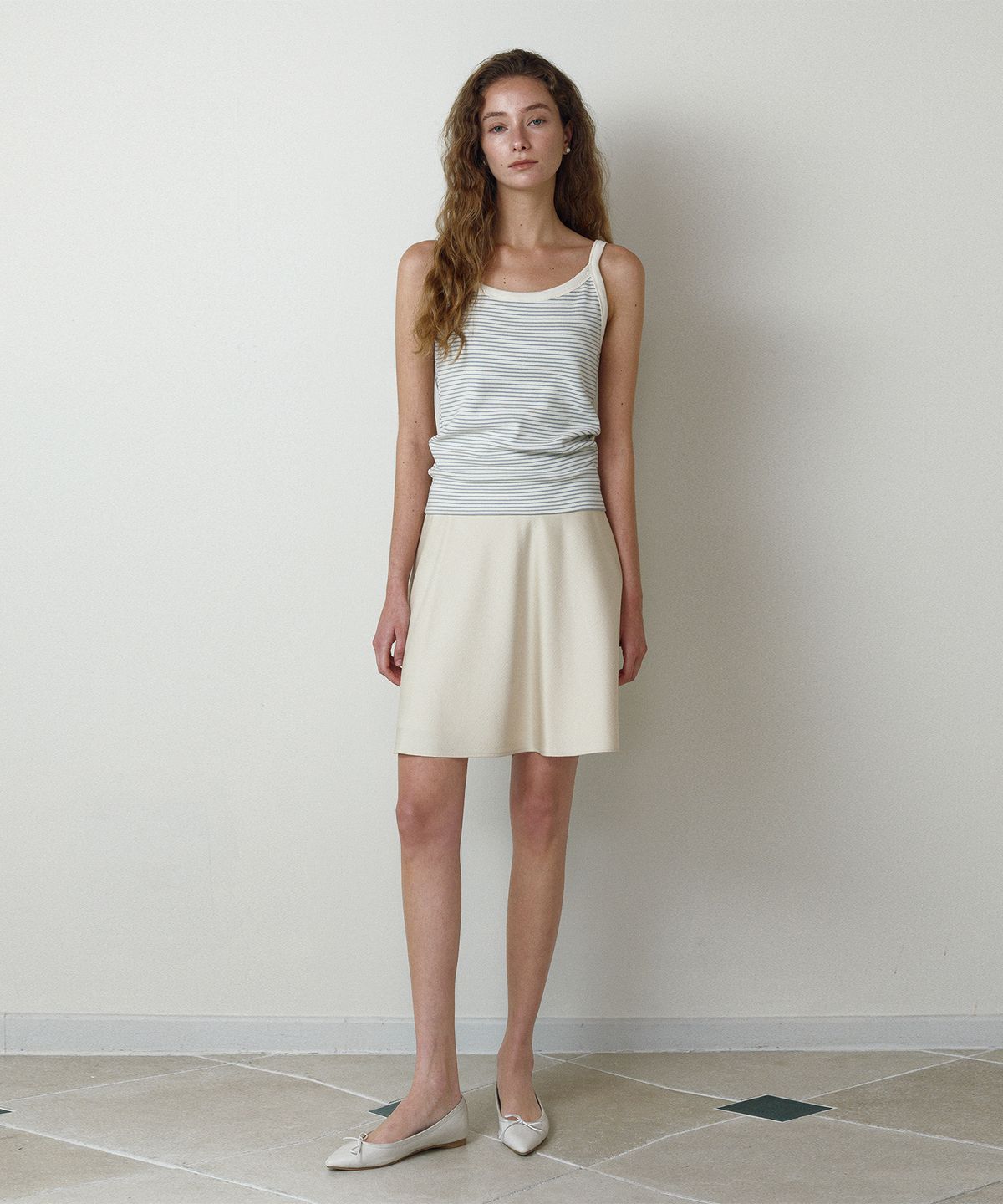 르네제이(RENEJ) Luna Satin Creased Skirt-Yellow (3colors)