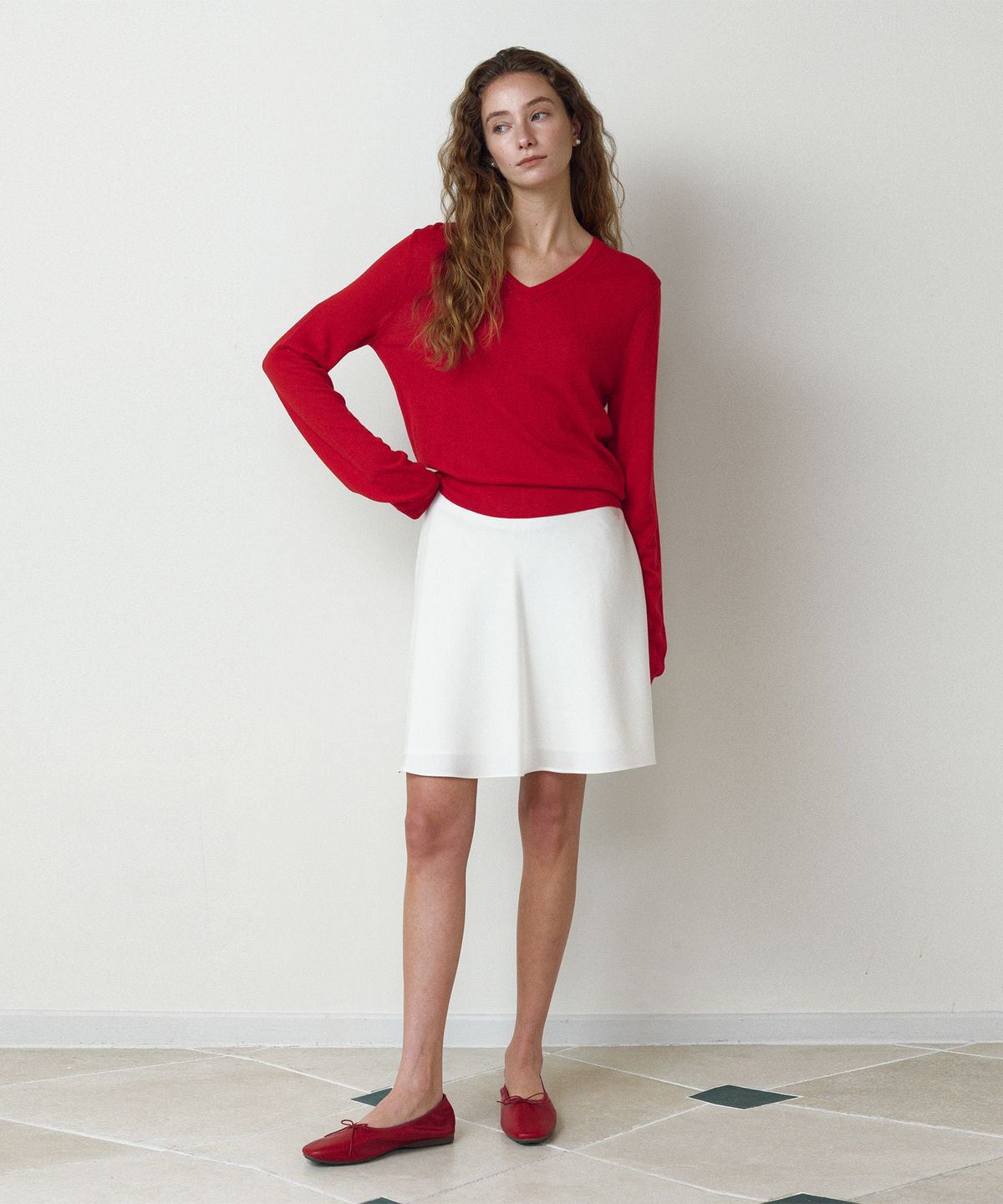 르네제이(RENEJ) Luna Satin Creased Skirt-Ivory (3colors)