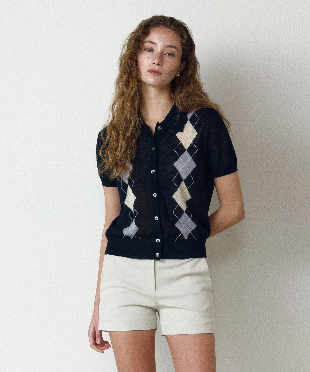 르네제이(RENEJ) Argyle Collar Knit (2colors)