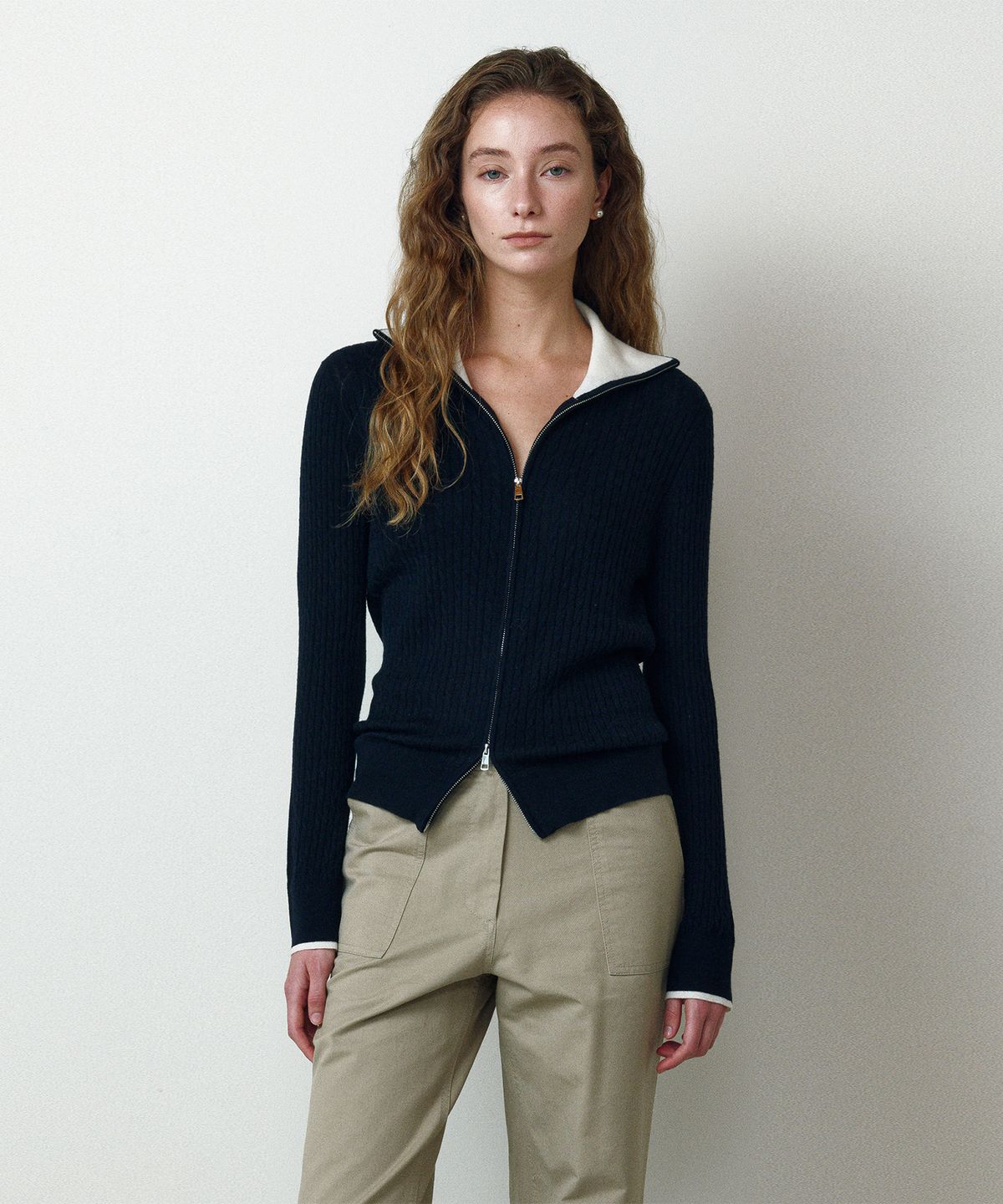 르네제이(RENEJ) Garen Zip Collar Cardigan (2colors)