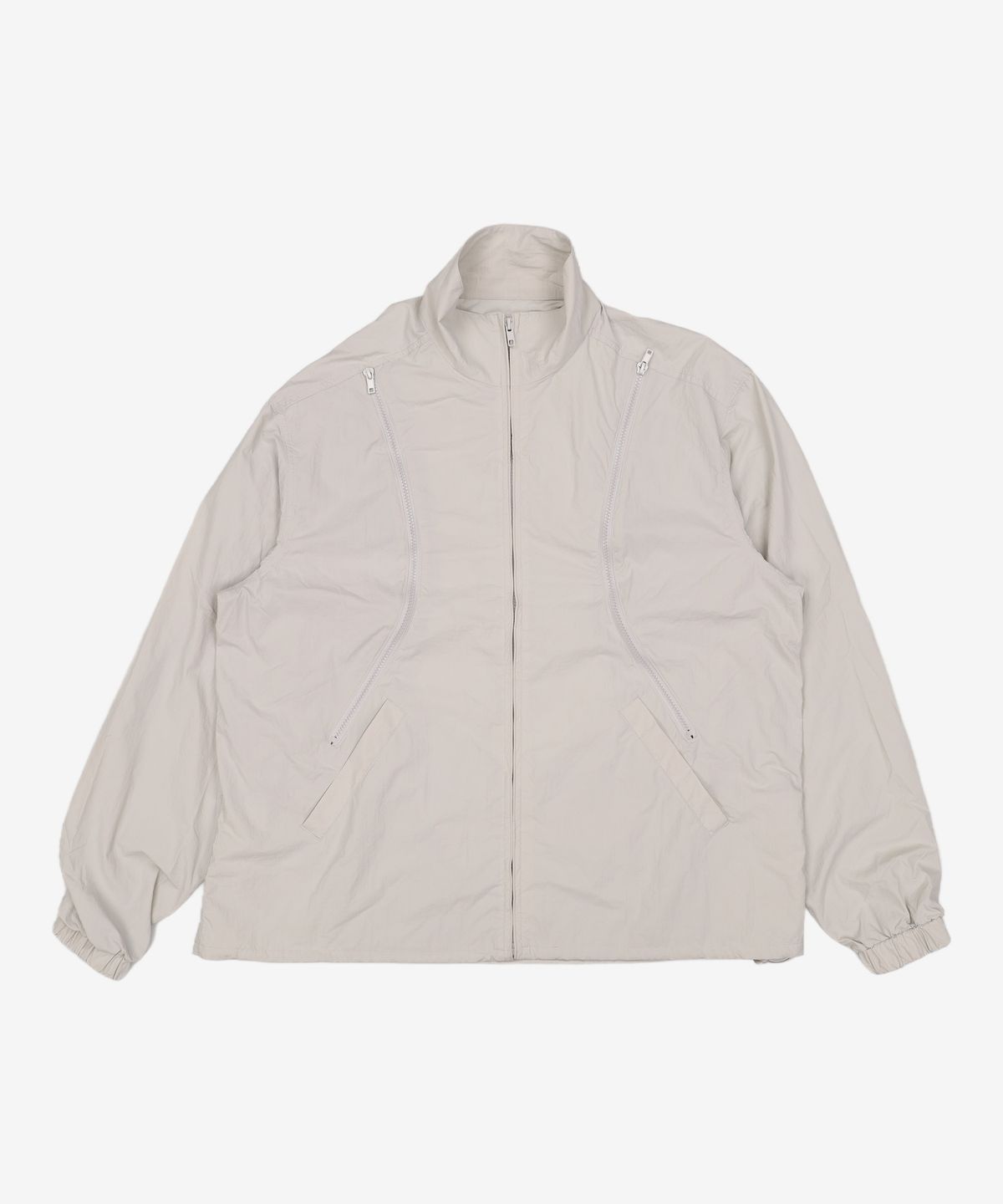 더뮤지엄비지터(THEMUSEUMVISITOR) NYLON CURVED ZIPPER WINDBREAKER (SILVER GREY) L