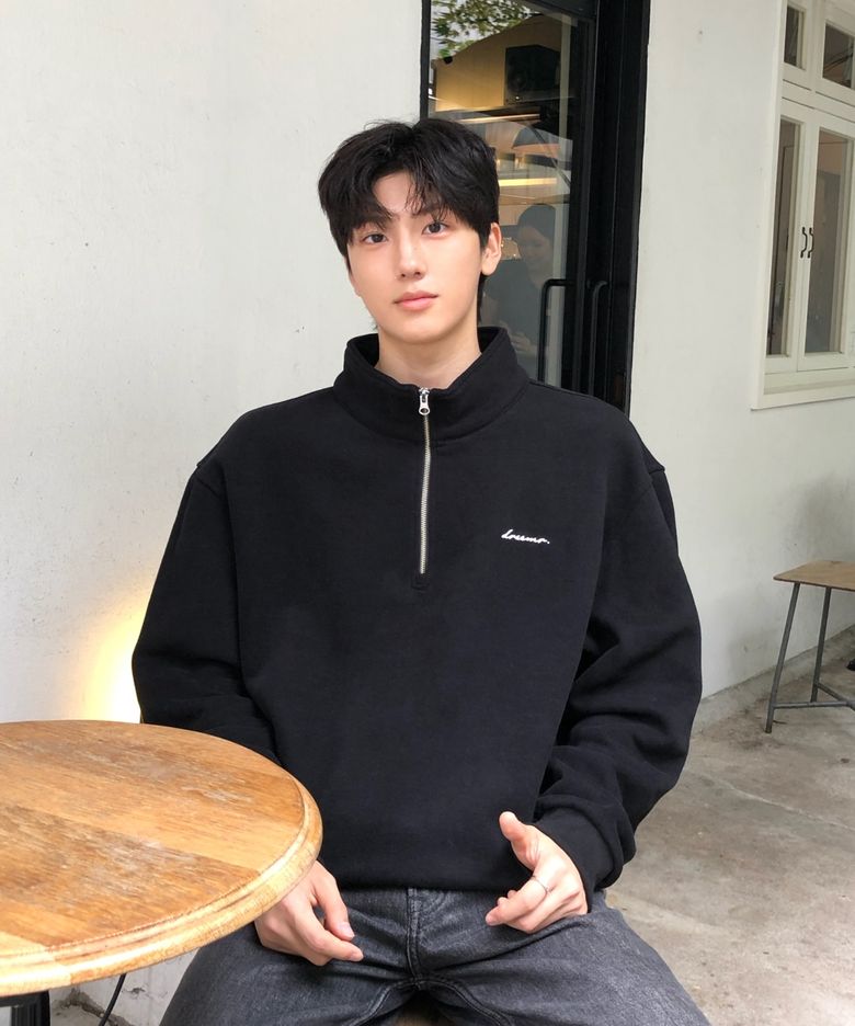 중량담요 오버사이즈 하프 집업 블랙