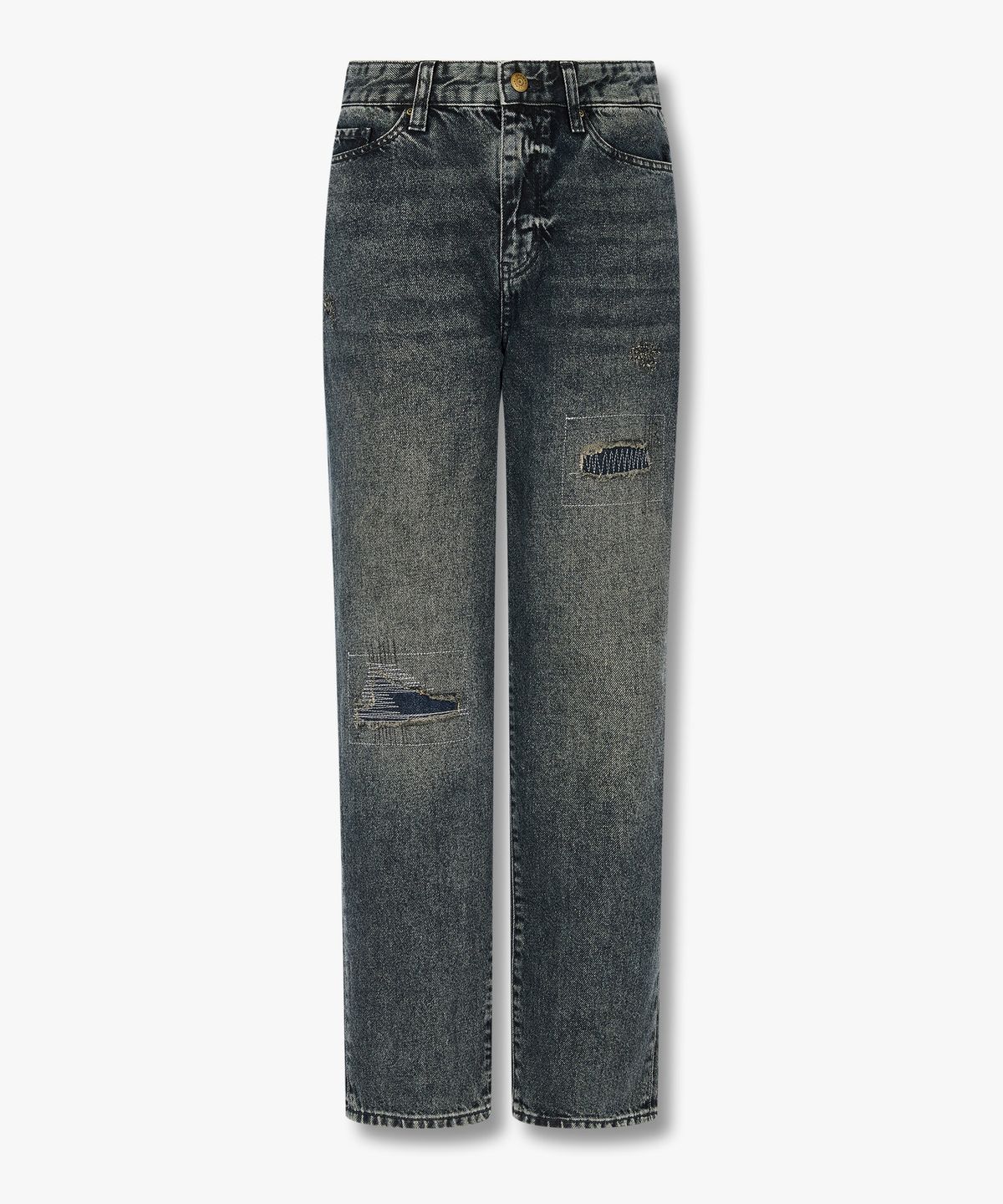 아르마니 익스체인지(ARMANI EXCHANGE) 여성 패치 디테일 보이프렌드 데님 팬츠 _다크블루_A425340501