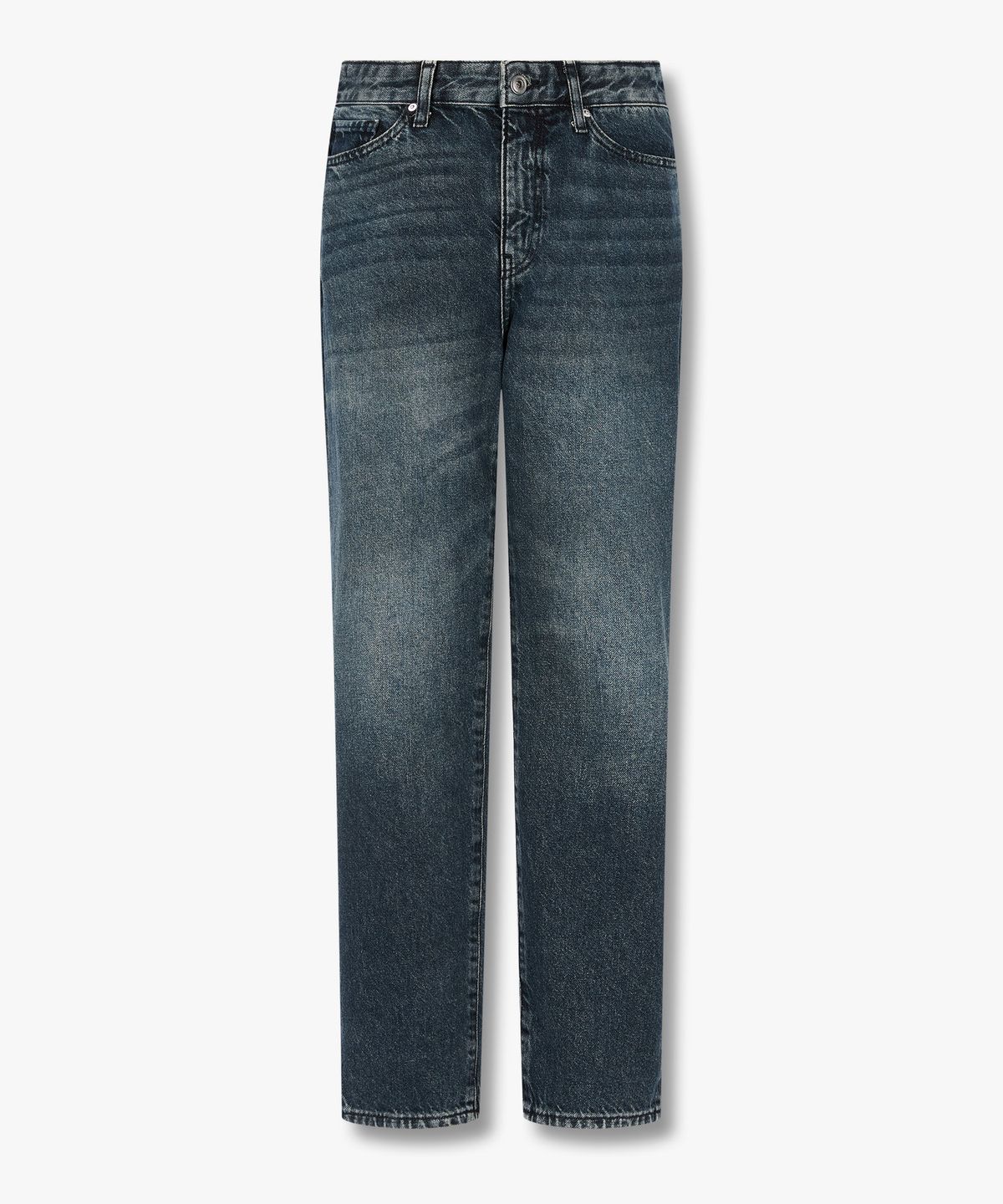 아르마니 익스체인지(ARMANI EXCHANGE) 여성 워싱 디테일 크롭 데님 팬츠 _다크블루_A425340504