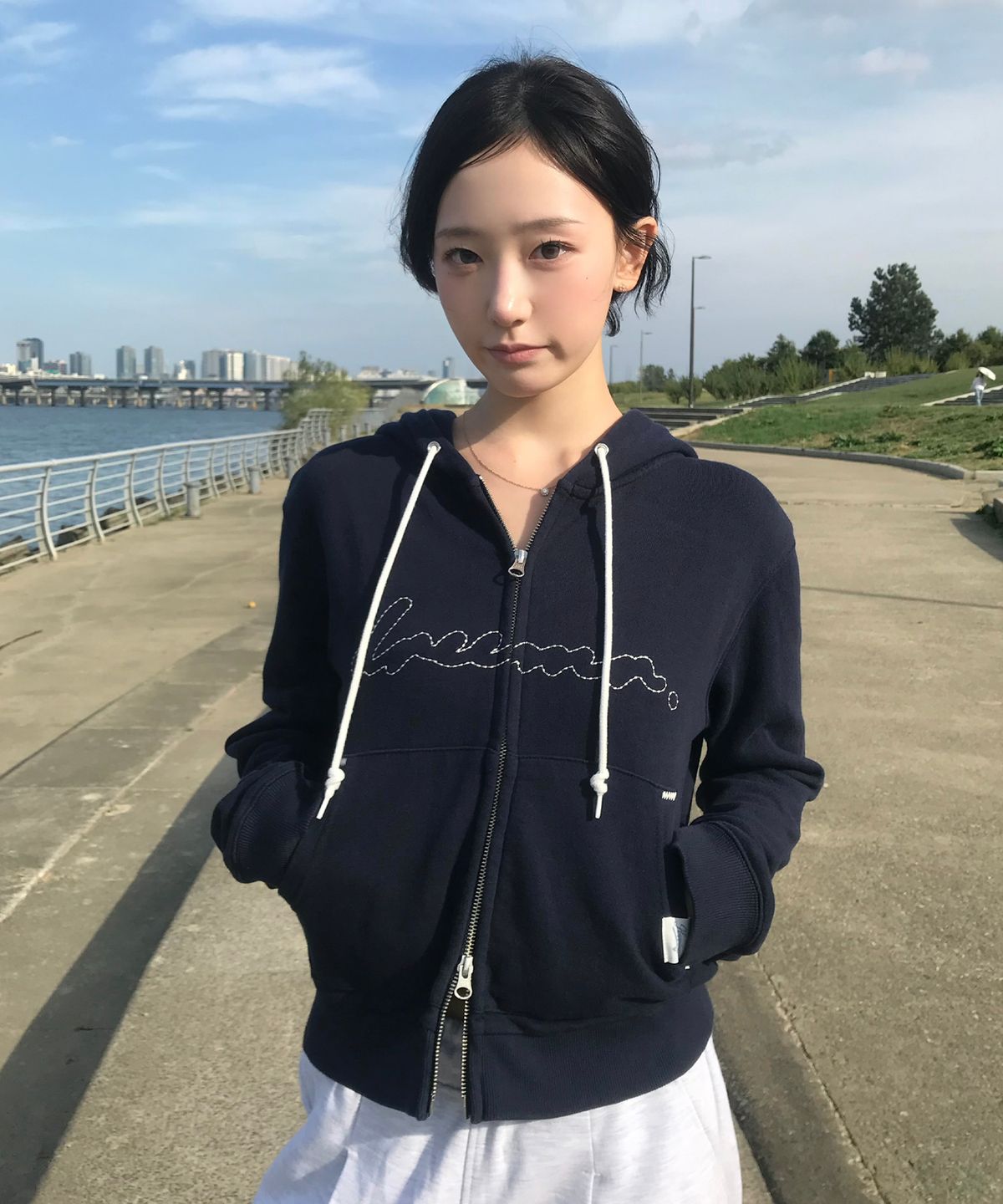 드리머(DREEMR) 드리머 클래식 우먼 후드집업 다크 네이비
