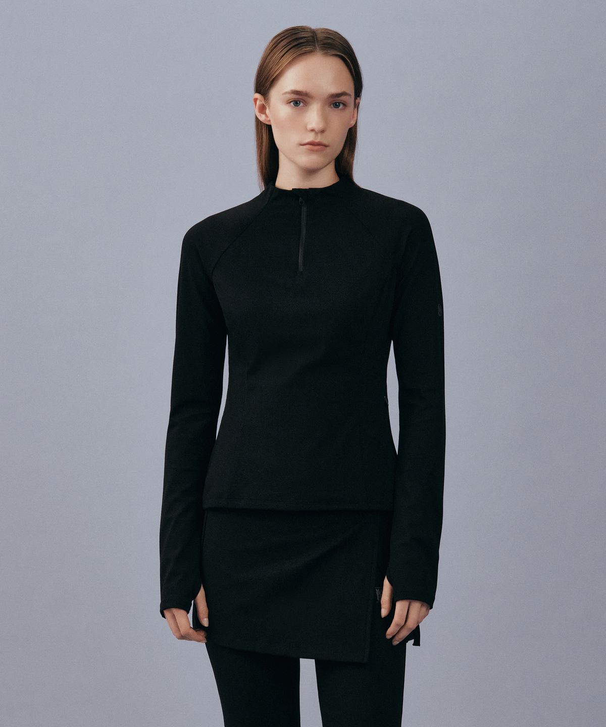 마리떼 스포츠(MARITHÉ SPORT) MARITHE SPORT W HALF-NECK LONG SLEEVE black