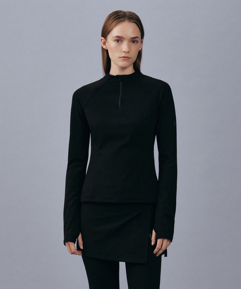 MARITHE SPORT W HALF-NECK LONG SLEEVE black