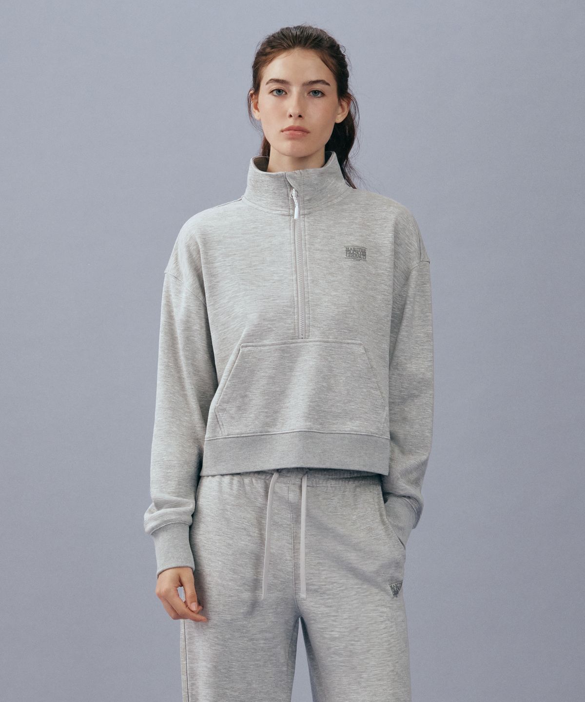 마리떼 스포츠(MARITHÉ SPORT) MARITHE SPORT W OVERSIZED SOFT BRUSHED HALF ZIP-UP heather gray