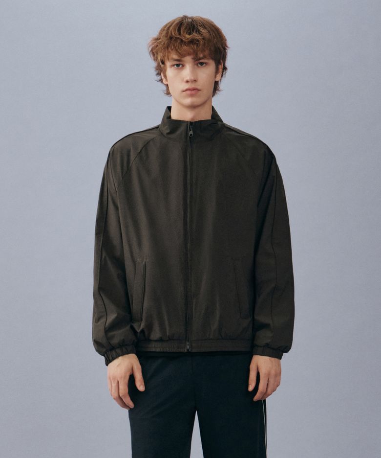 MARITHE SPORT UTILITY HIGH NECK PIPING WINDBREAKER brown