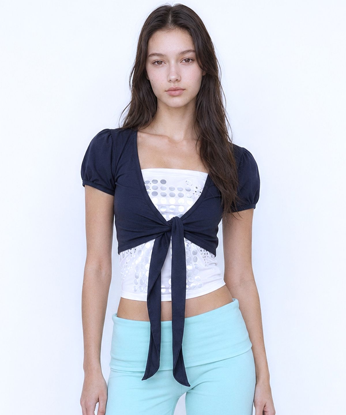 라티젠(LARTIGENT) L26 PUFF BOLERO CARDIGAN(NAVY)