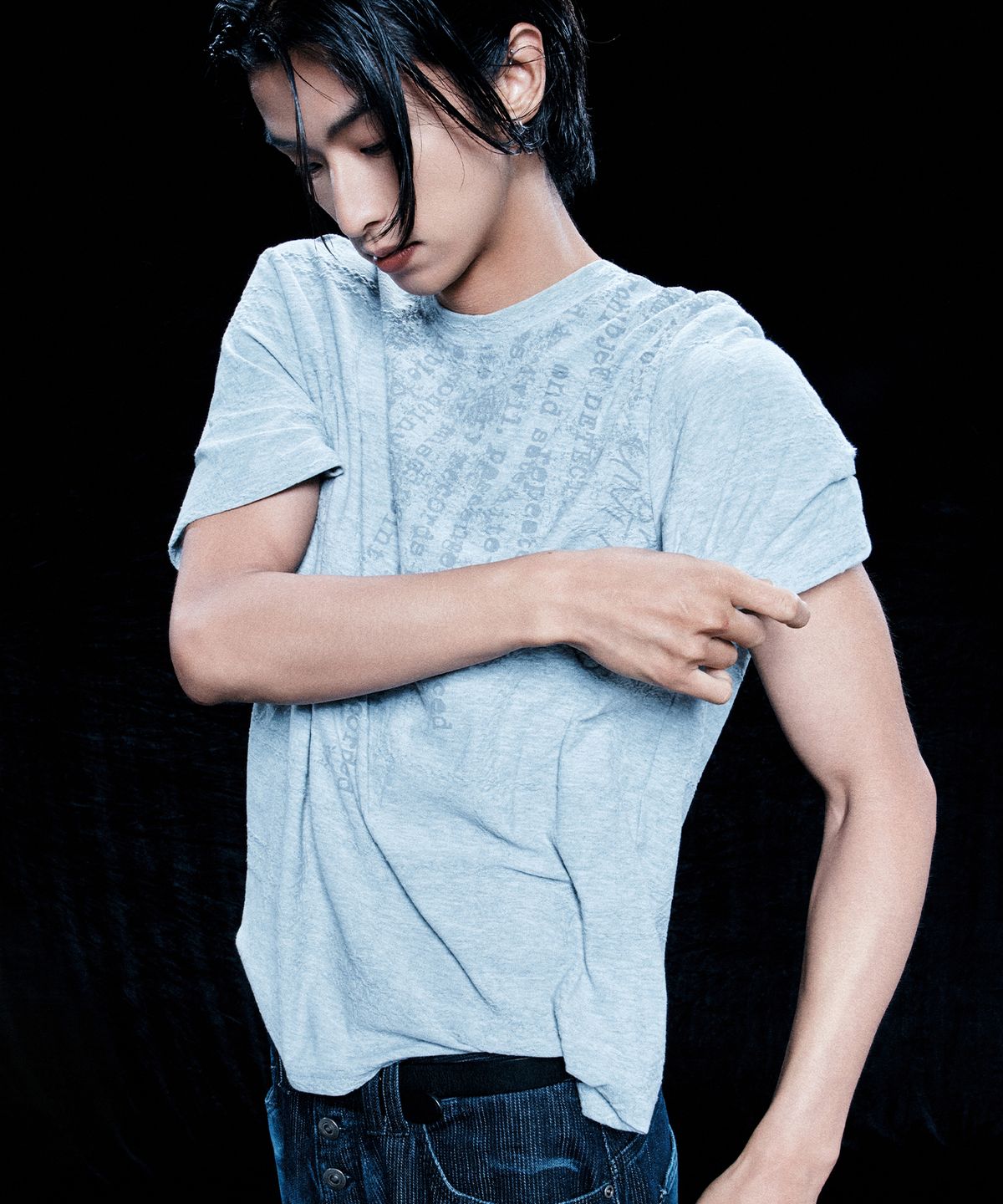 엔드릭스(EDLIX) Redact Check Jacquard T-Shirt (Gray)