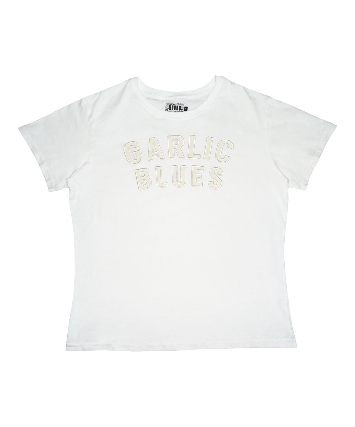 갈릭 블루스(GARLICBLUES) 04 GARLIC BLUES Appliqué Logo T-shirt (White&Ivory)