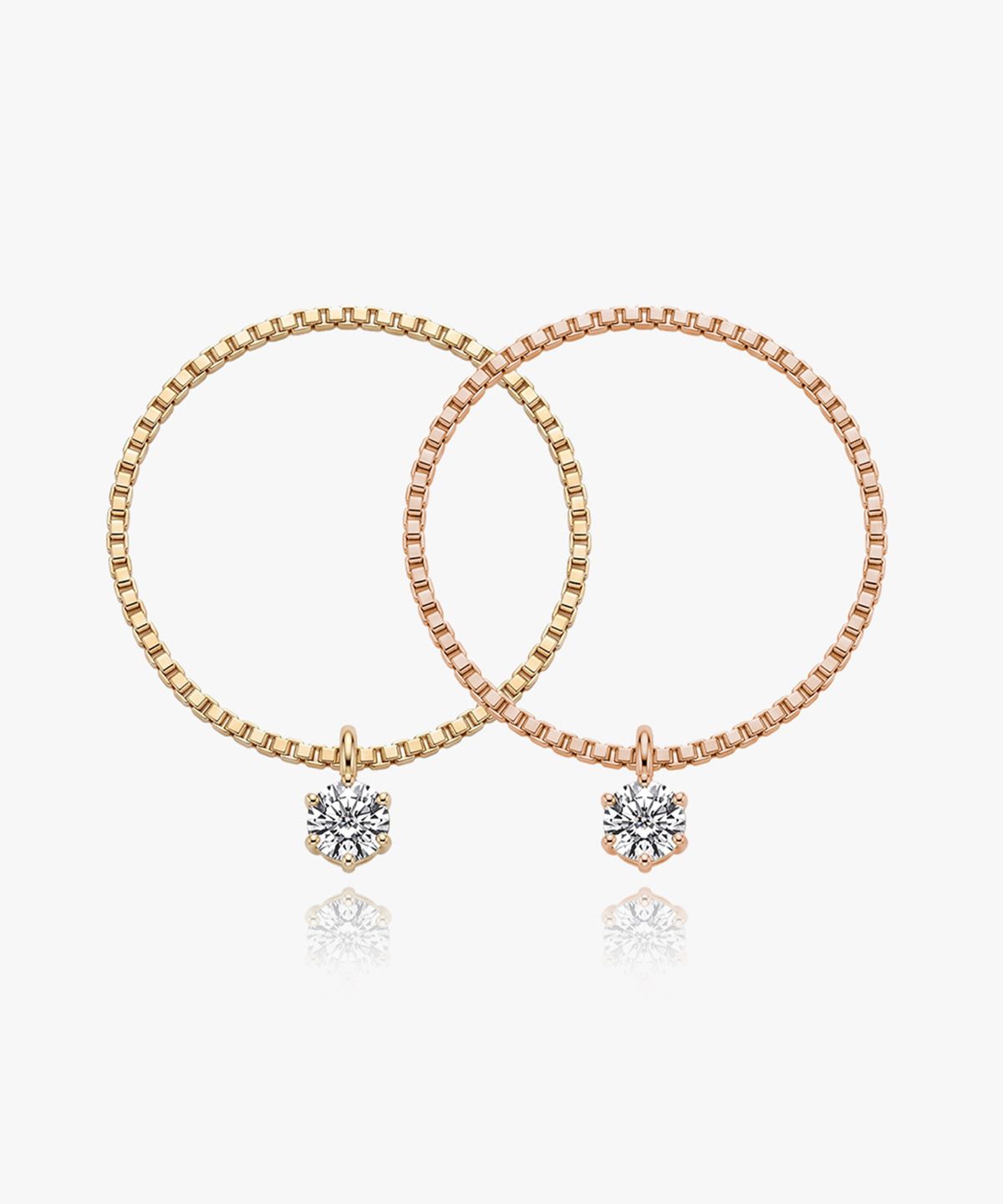 엘렌쥬얼리(HELENE JEWELRY) 14K 18K 랩 다이아몬드 타이니 박스 체인 금 반지