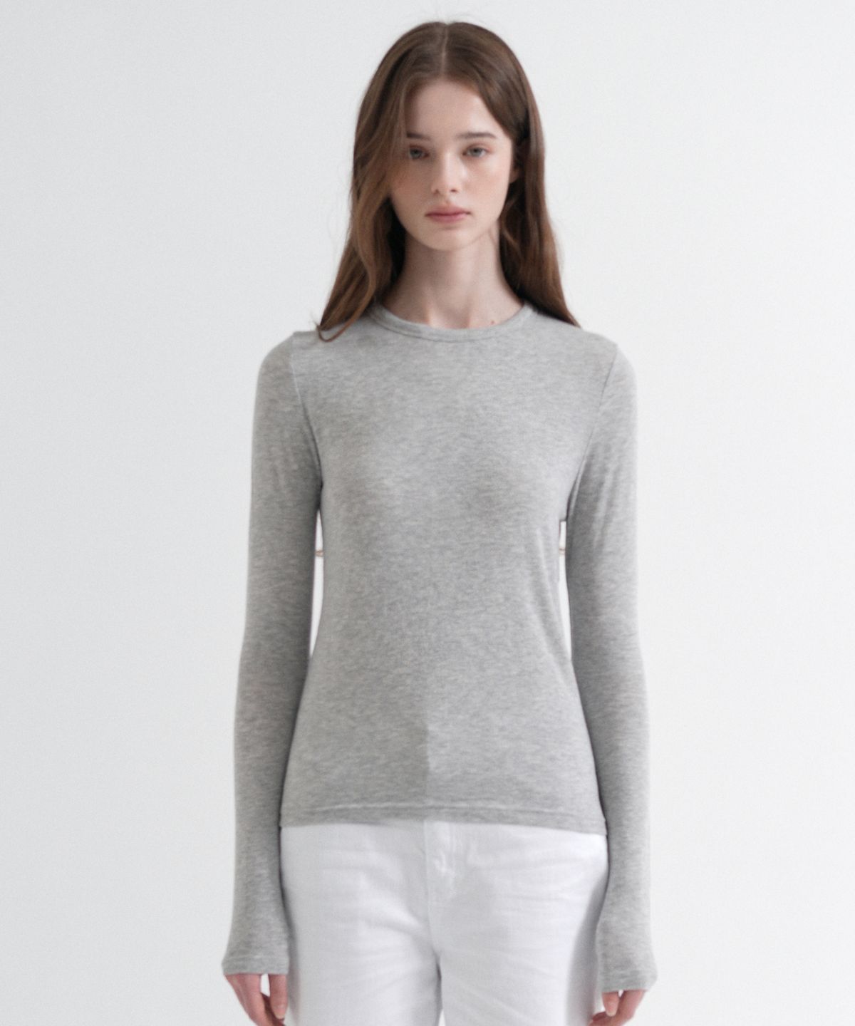 블레티(VLETI) Essential Round Slim T-Shirt (gray)