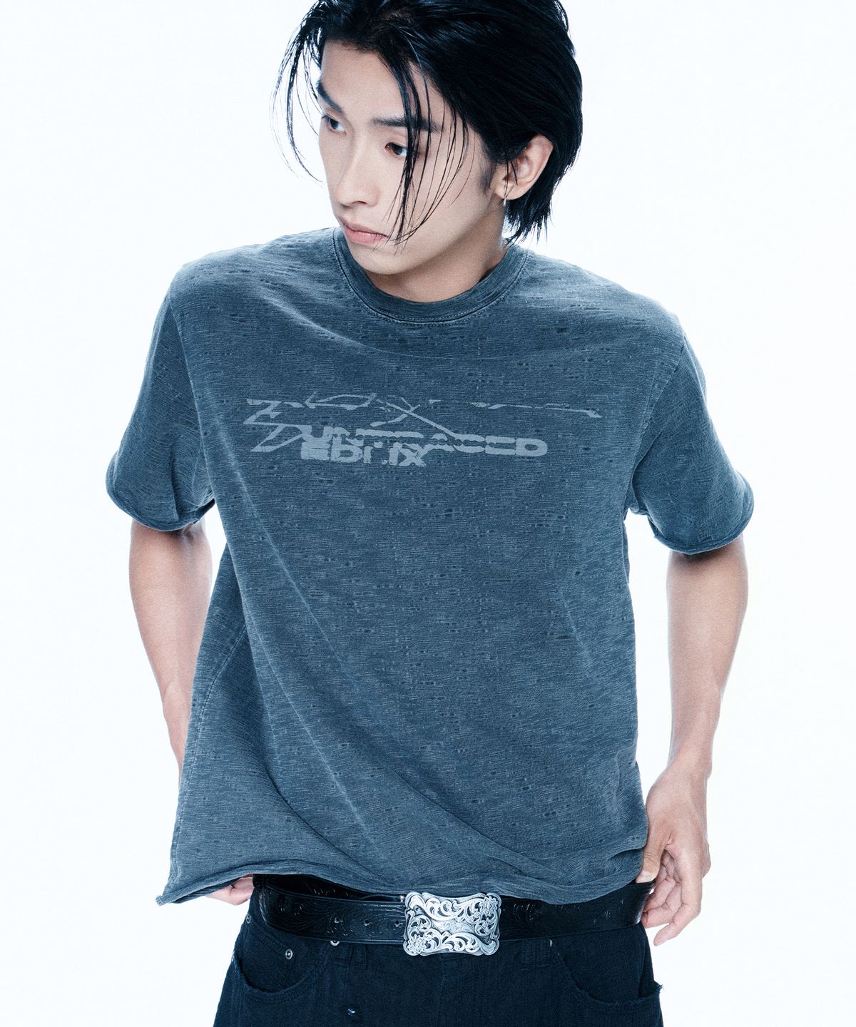 엔드릭스(EDLIX) Trace Raw Slub T-Shirt (Charcoal)