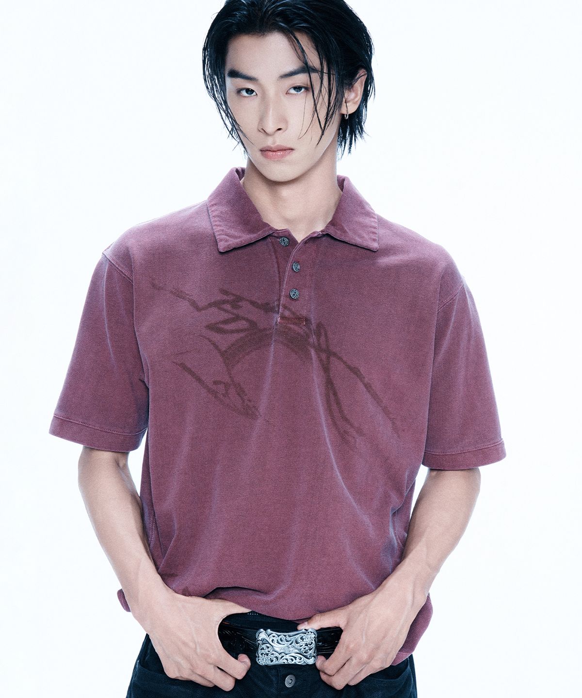 엔드릭스(EDLIX) Crest Washed PK T-Shirts (Burgundy)